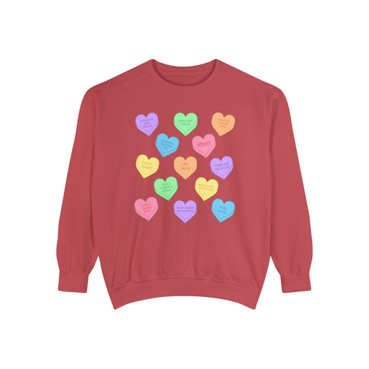 Conversation Hearts Comfort Colors Crewneck