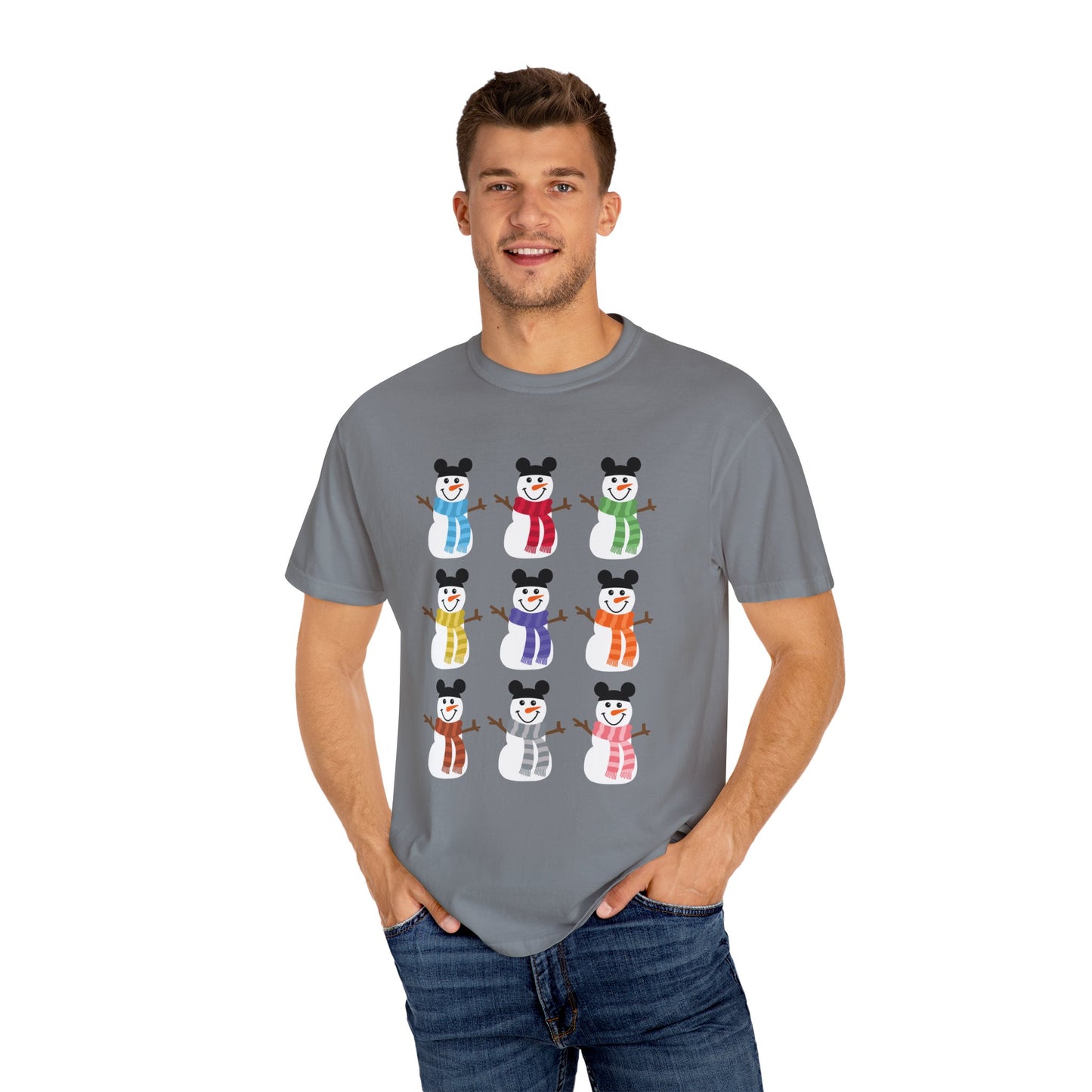 Colorful Snowmen Comfort Colors Tee