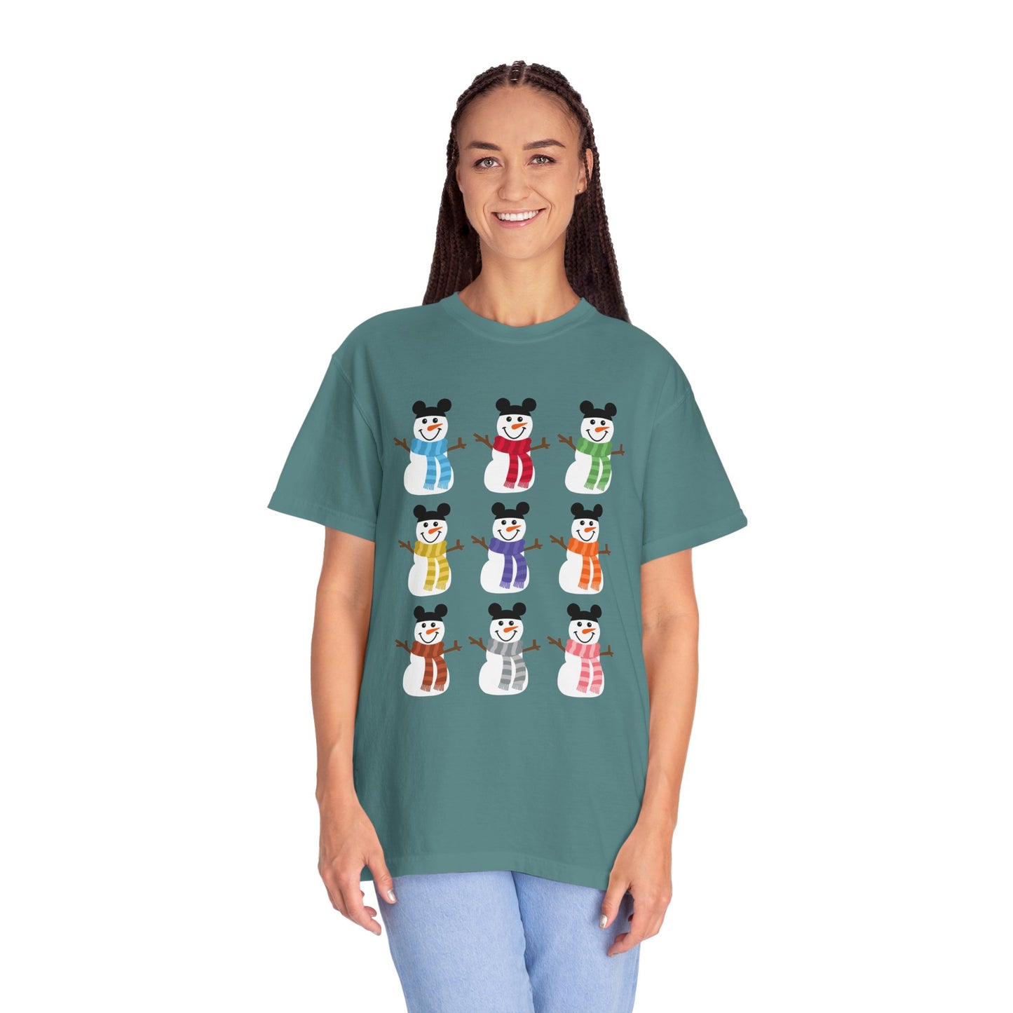 Colorful Snowmen Comfort Colors Tee