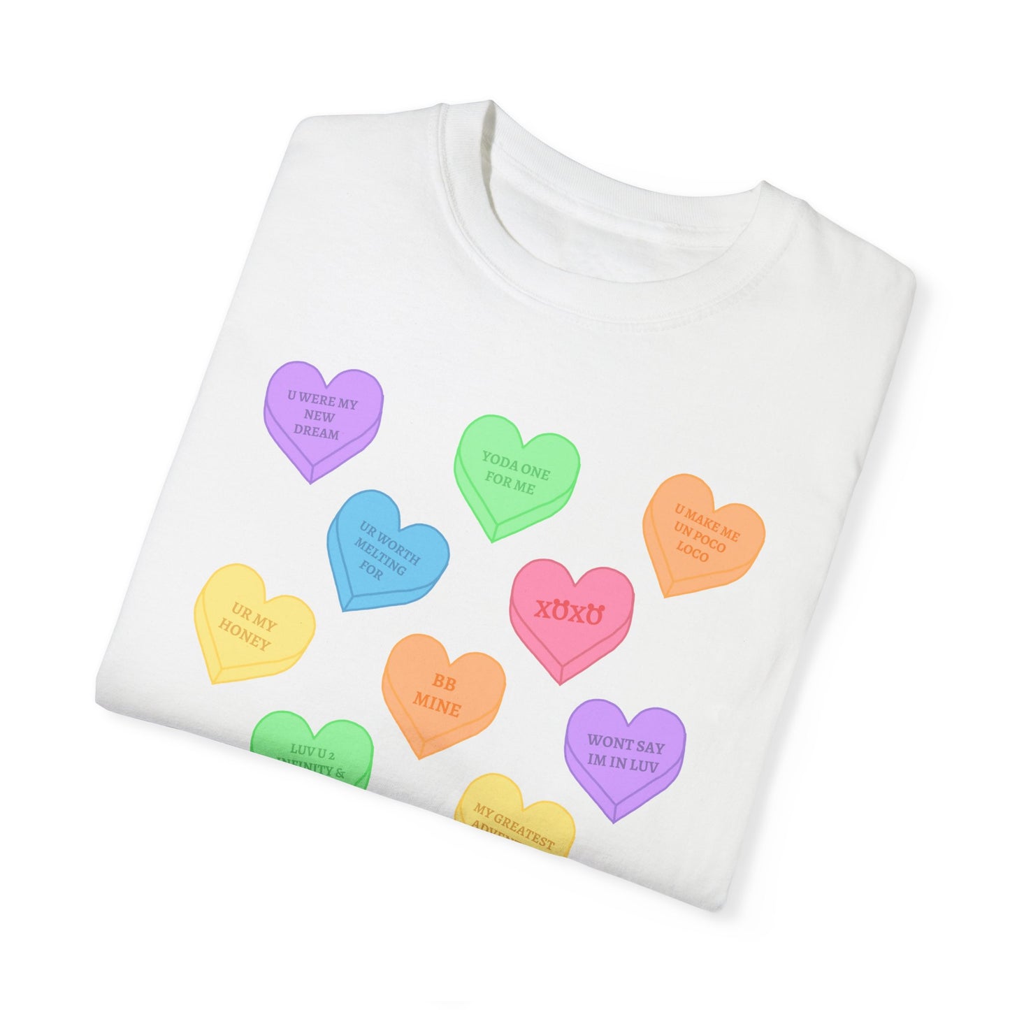 Conversation Hearts Comfort Colors Tee