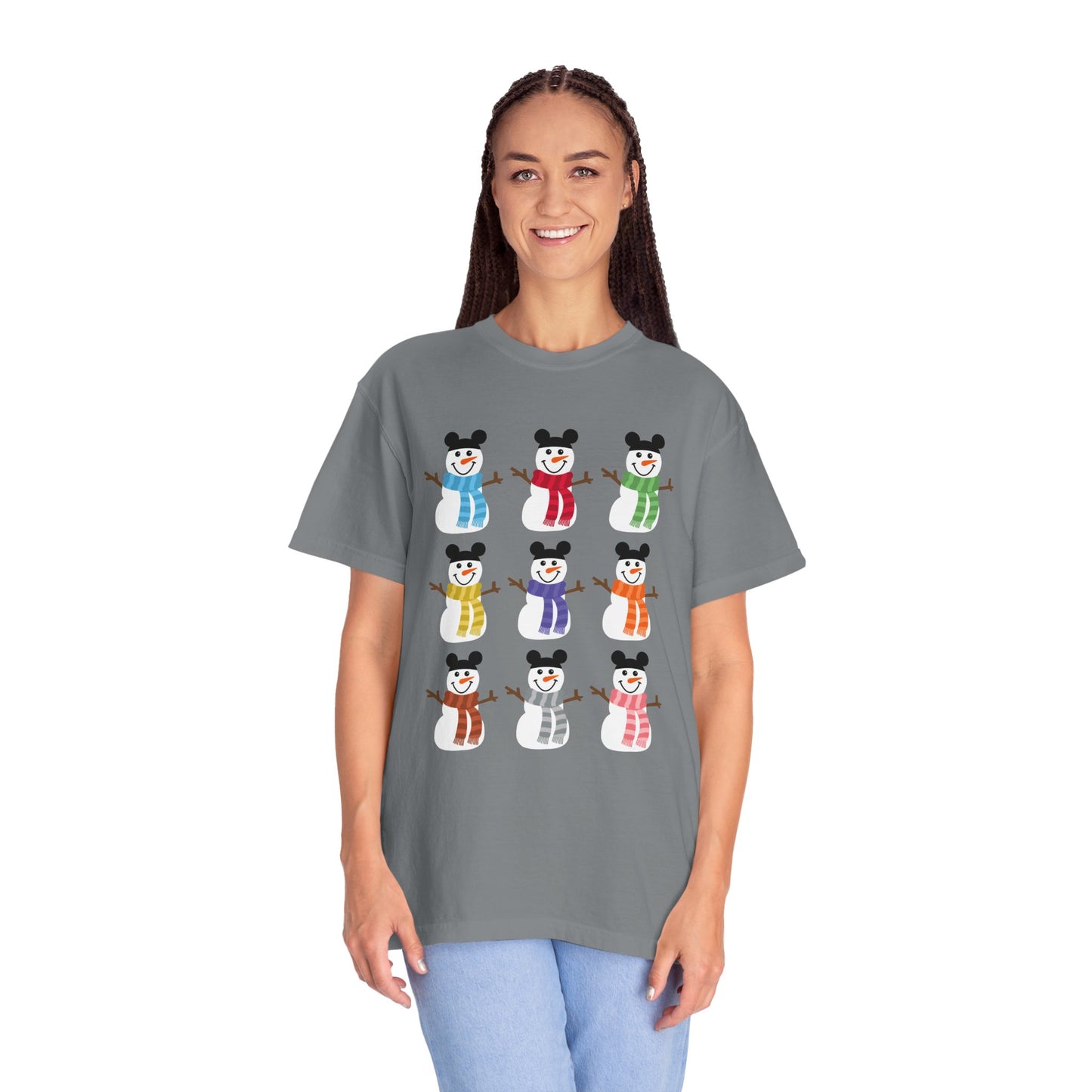 Colorful Snowmen Comfort Colors Tee