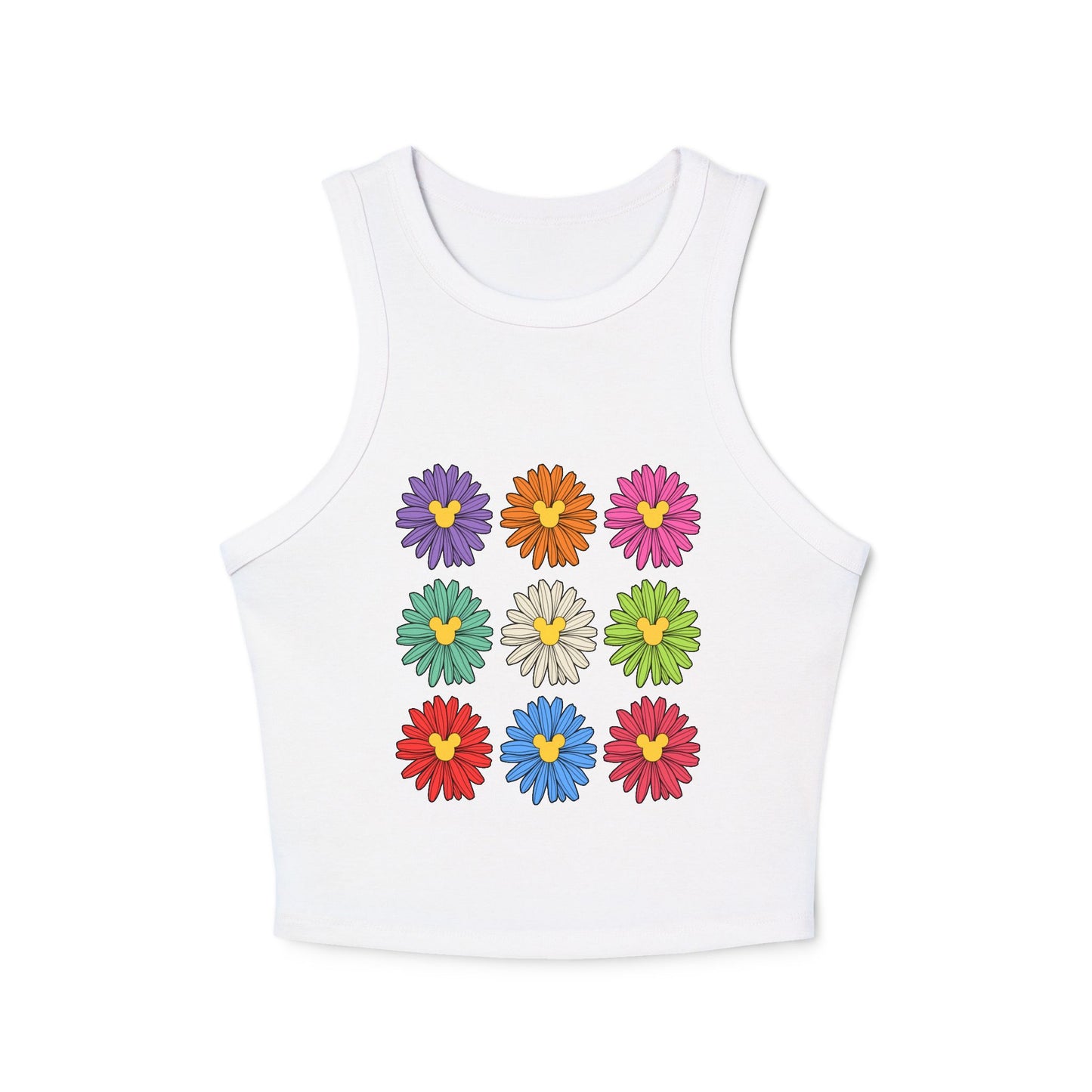 Colorful Flowers Ribbed Tank