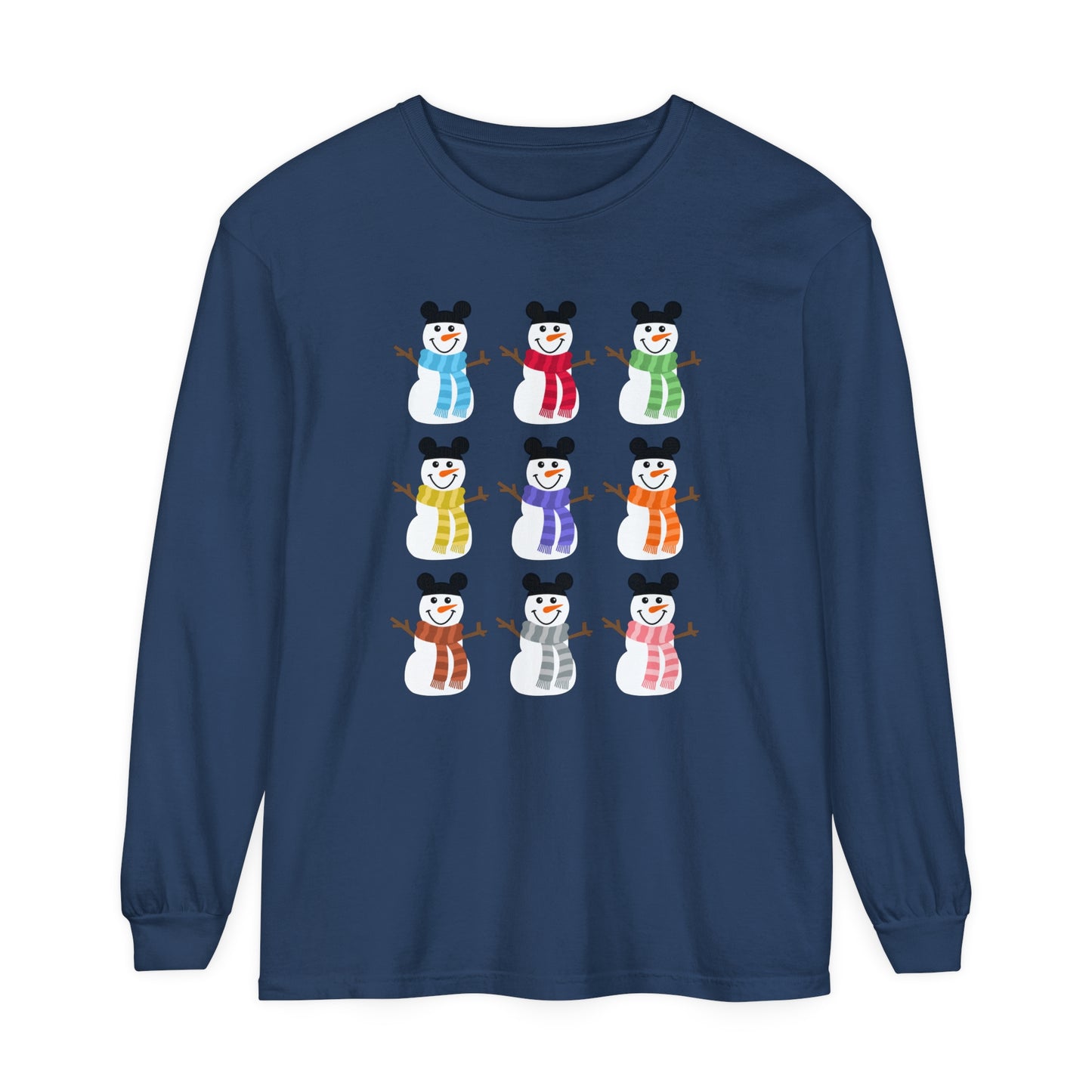 Colorful Snowmen Comfort Colors Long Sleeve