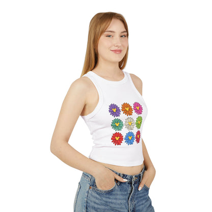 Colorful Flowers Ribbed Tank