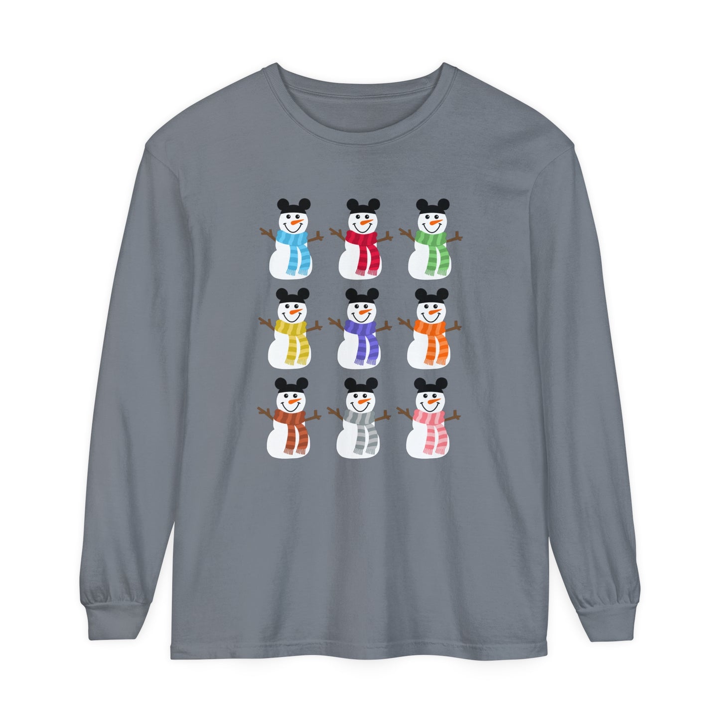 Colorful Snowmen Comfort Colors Long Sleeve