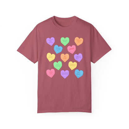 Conversation Hearts Comfort Colors Tee