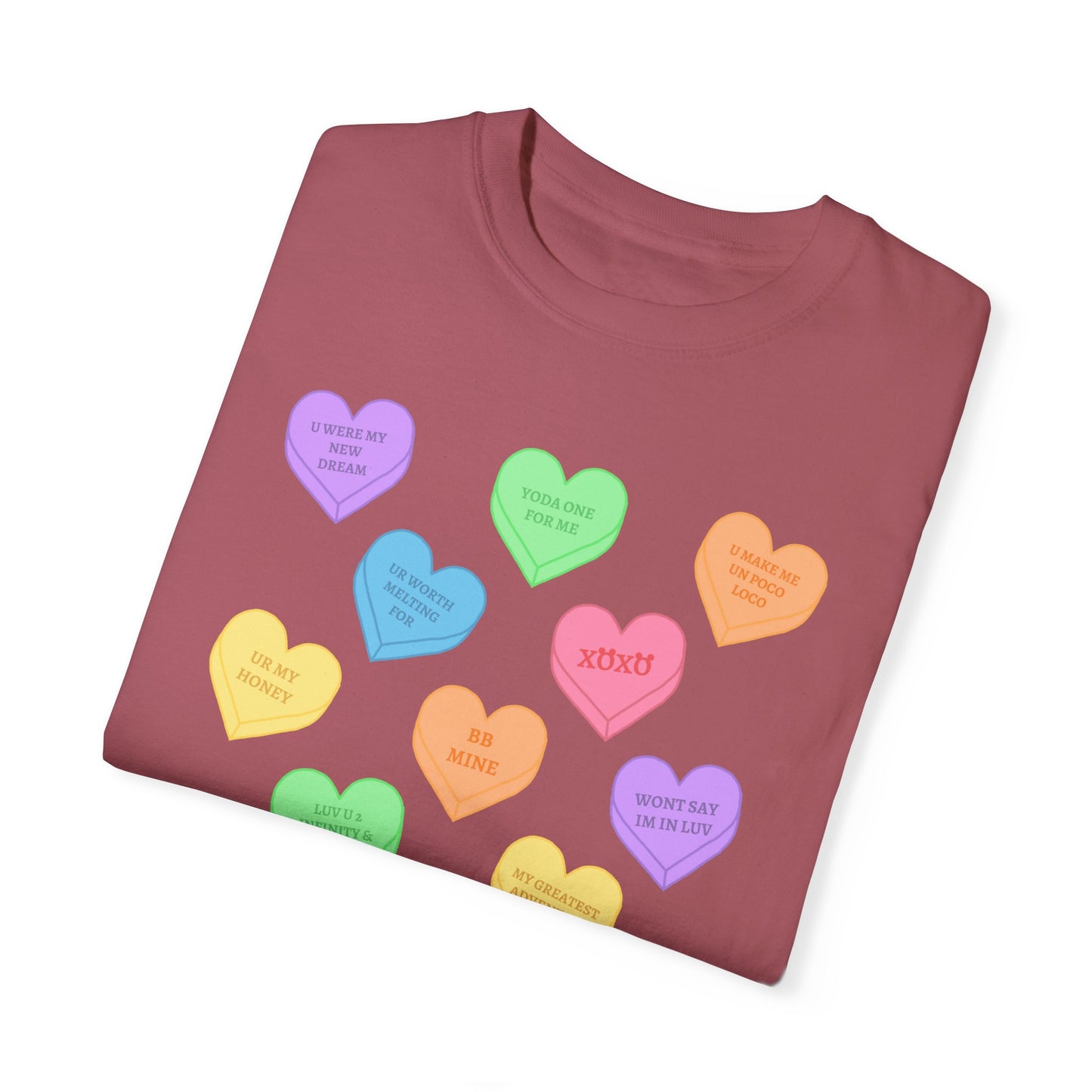 Conversation Hearts Comfort Colors Tee