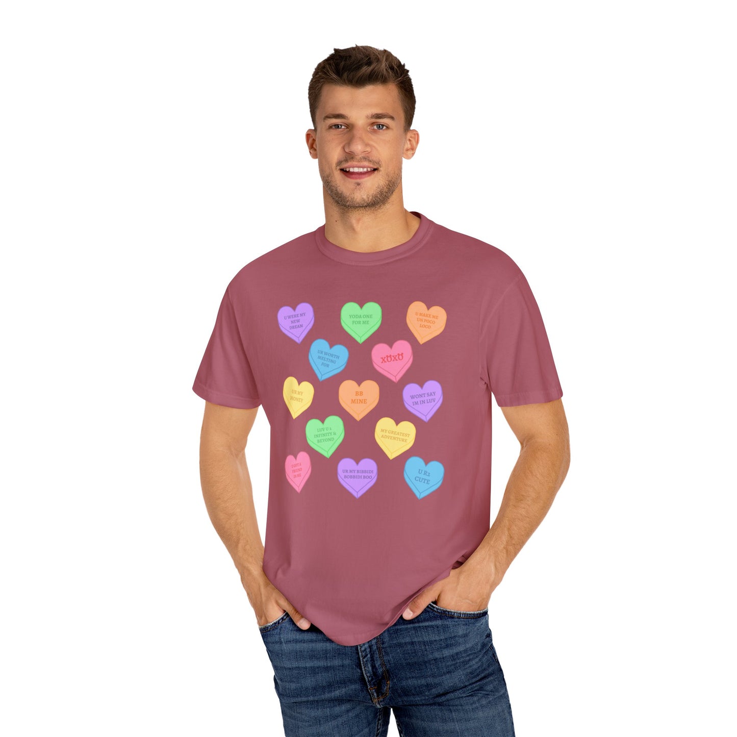 Conversation Hearts Comfort Colors Tee