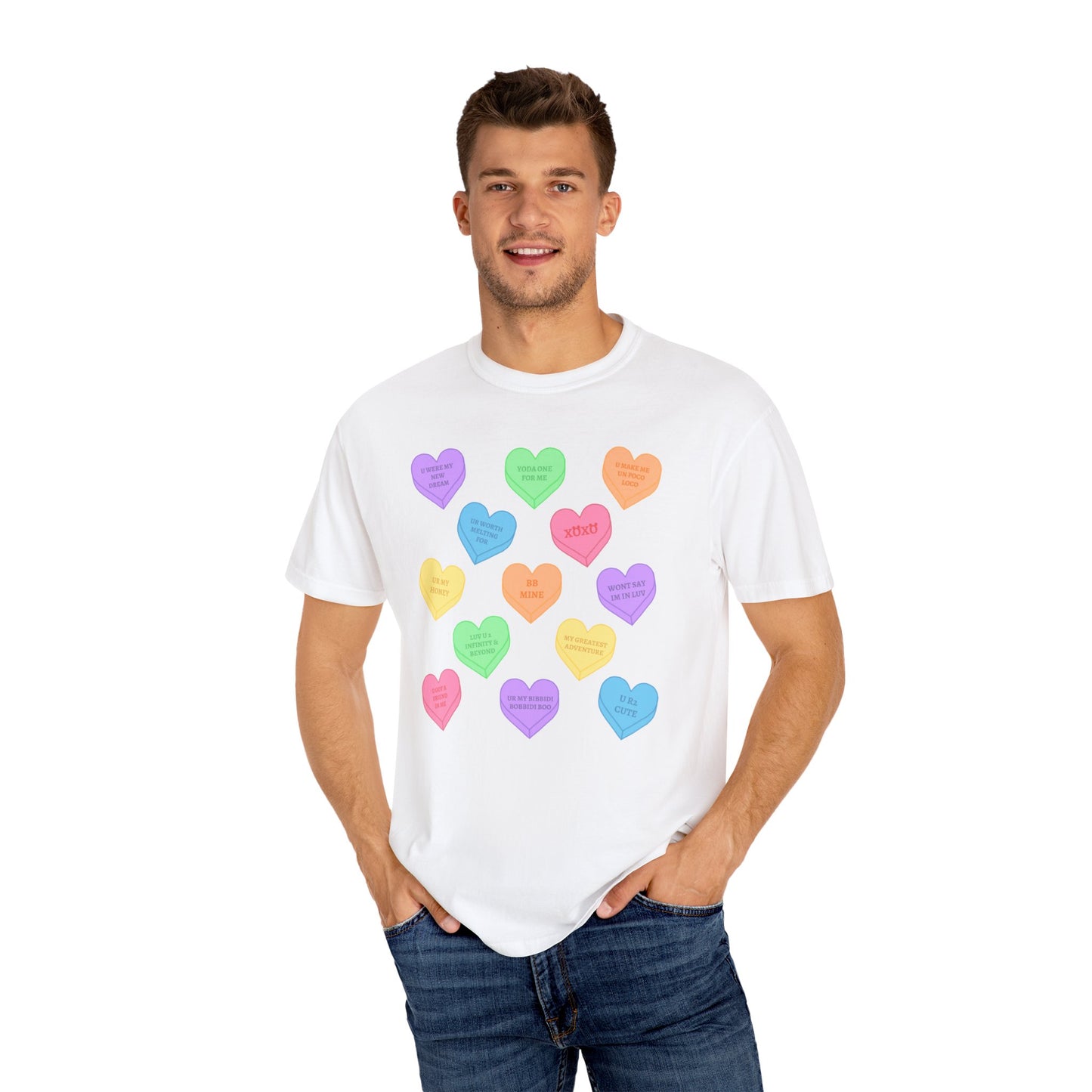 Conversation Hearts Comfort Colors Tee