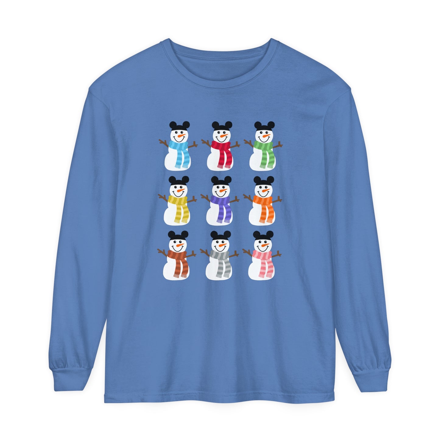 Colorful Snowmen Comfort Colors Long Sleeve