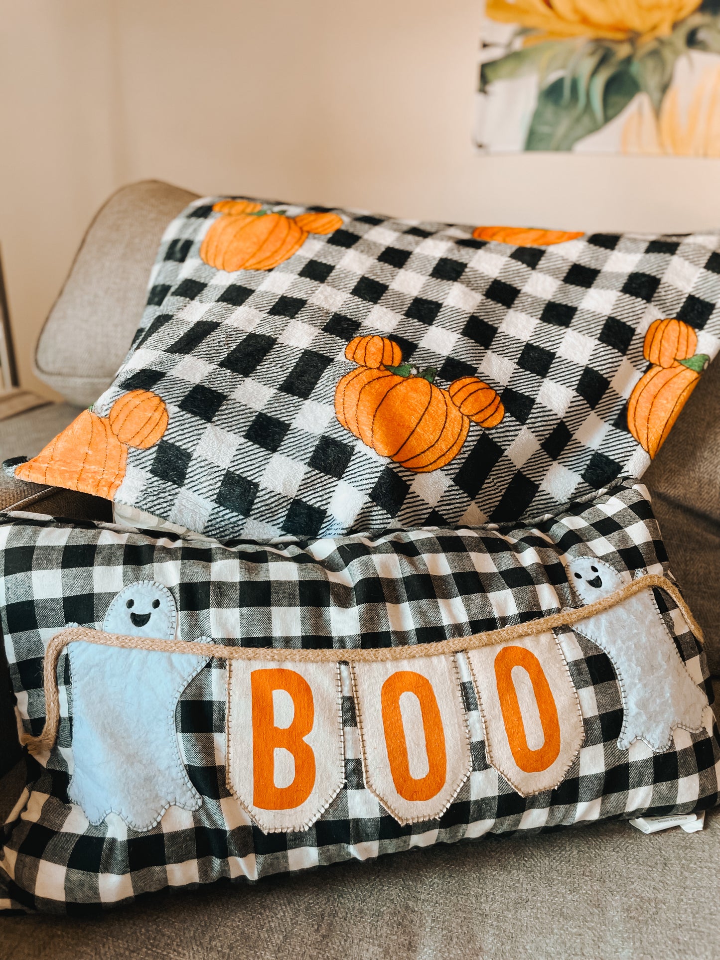 Pumpkin Plaid Velveteen Blanket